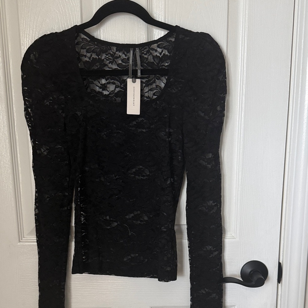 Anthropologie Black Lace Blouse